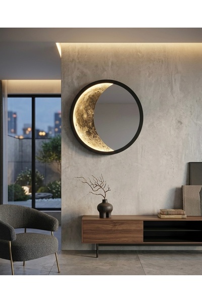 Moonight.art 3 Boyutlu Dekoratif Aynalı Dolunay Modeli - El Yapımı
