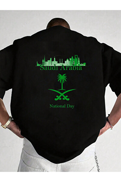 SAUDI Men and Women's 100% Cotton T-Shirt - Oversized Crew Neck Short Sleeve ...