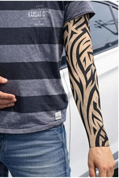 DIGERUI Çift Sağ Sol Takım Dövme Desenli Kolluk Esnek Motorcu - bisikletçi - ...