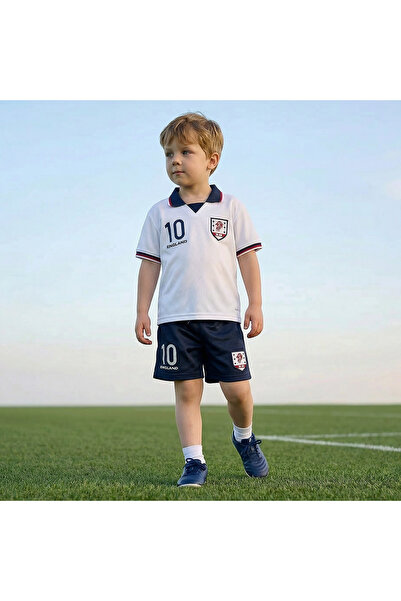 Juniors Collared Short Sleeves Polo T-shirt and Shorts Set with England Print