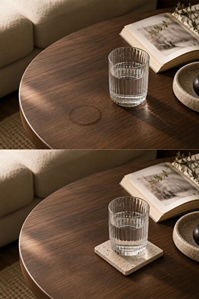 Otaera Natural Texture |   Travertine Coaster Set (4 Pieces), Marble Coaster