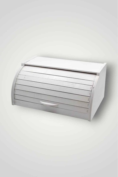 Z-Tools Cutie pentru pâine, din lemn de albasia, 38x18x26cm, alb / EXT9072