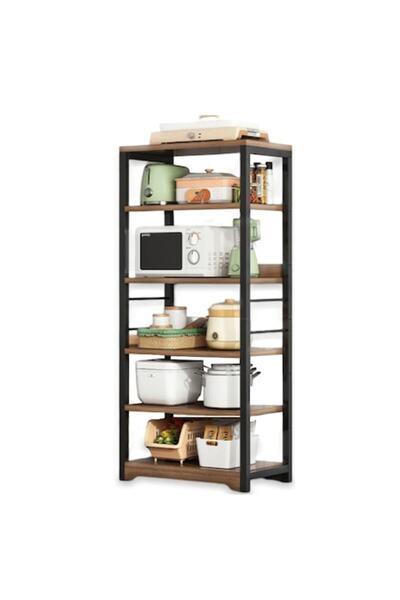 Muvu Bibliotecă stil industrial, lemn/metal, 5 rafturi, 160 X 30 X 60 cm, îna...