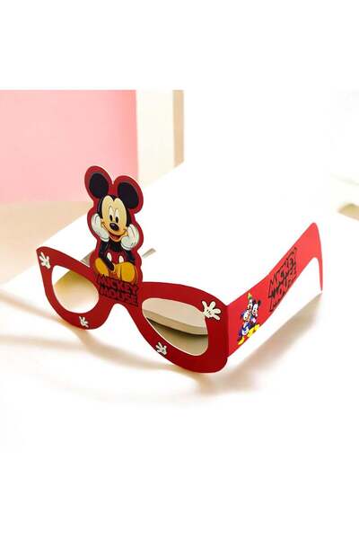 Dizayn Parti Evi Mickey Temalı Kağıt Parti Gözlüğü 6 Adet Çocuk Doğum Günü Pa...