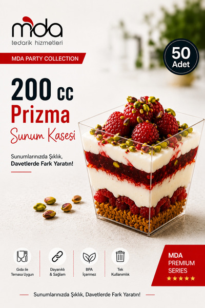 SMARTPACK 200 cc Prizma Sunum Kasesi 50 adet
