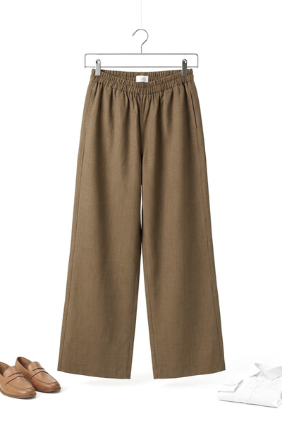 Raneel Kazançlı Alışveriş Women's Loose-Fit Fabric Trousers with Thick Elasti...