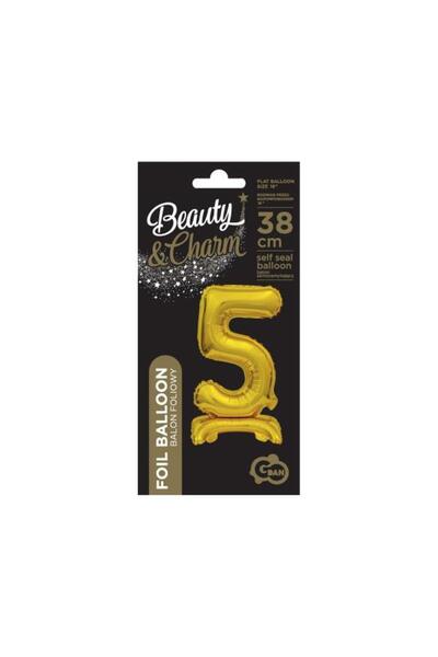 Godan Balon din folie B&C Cifră în picioare "5" auriu 38cm