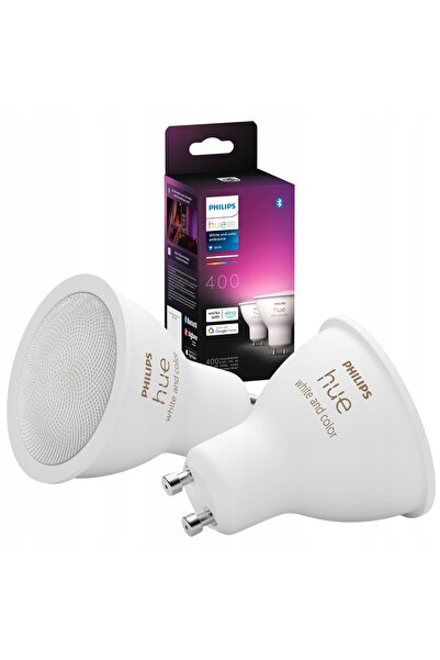 Philips Hue Bec LED cu lumină albă și ambientală colorată GU10 400lm 4000K 2 ...
