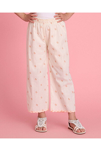 REDTAG Infant Girls White Printed Trousers