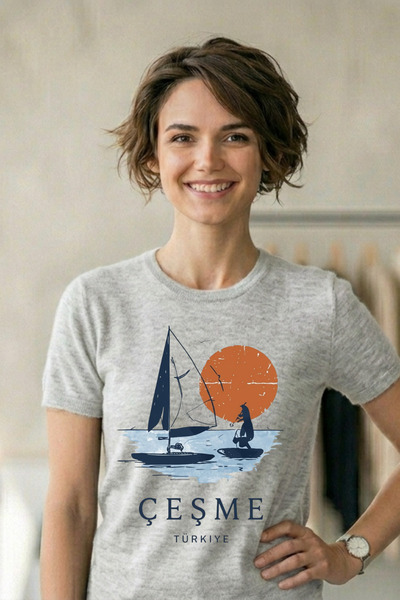 Baran Işık Çeşme Coast Themed Unisex Aesthetic Printed T-Shirt