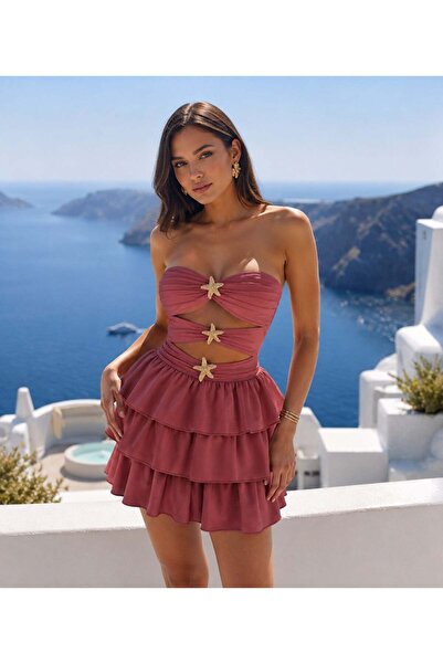 pink life Santorini Sunset Tile Starfish Mini Dress
