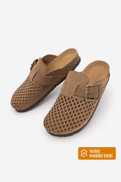 Marjin Women's Genuine Leather Perforated Closed-Front Buckle Eva Sole Daily ...