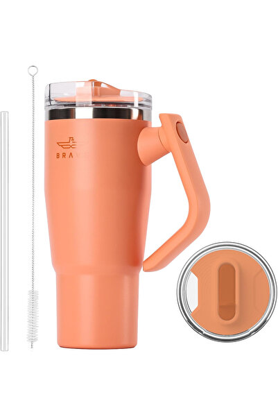Brave Temp Guard Vacuum Insulated Travel Mug – 180° Rotating Handle, 24H Cold...
