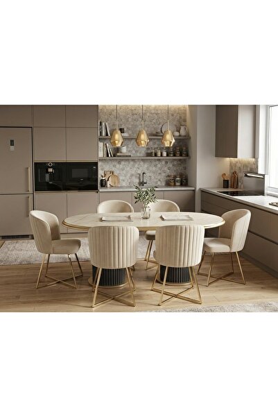 ÜNALMIŞ SALON MASASI YEMEK ODASI TAKIMI 95X185 6 KİŞİLİK SANDALYE YEMEK MASA ...