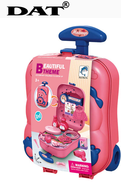 DAT Kids Beauty Pretend Play Suitcase Set for Girls, 2-in-1 Portable Makeup R...