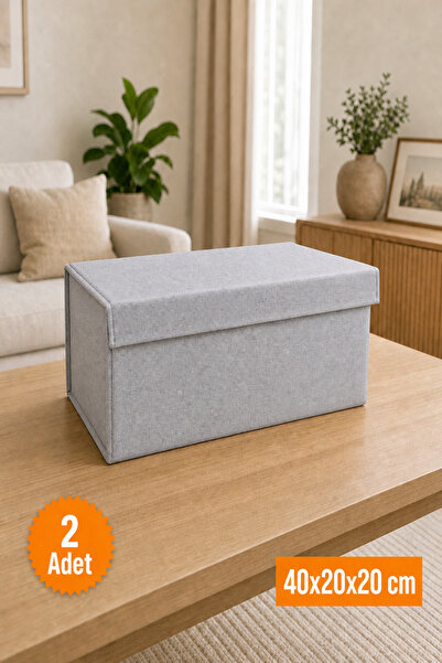 Emma Oliwia 2 Pieces Gray Closet Organizer with Lid, Foldable Clothing Storag...