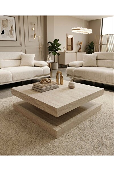 BUBBA HOME Modern Petra Orta Sehpa Traverten %100 Mdf