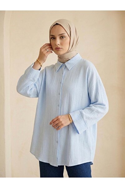 Naknaku Double Sleeve Muslin Shirt-Blue