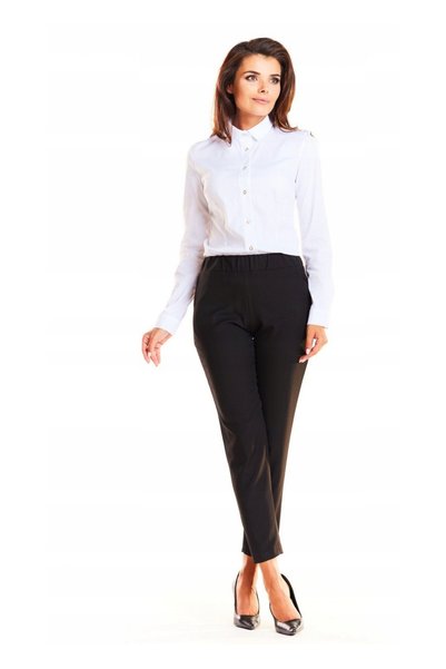 Awama Camasa Dama, Awama, Croiala Clasica Simpla, Scurta, Inchidere Nasturi Aurii cu Interior Perlat, Stil Elegant, Conceputa si Cusuta in Polonia, Calitate Superioara, Alb, Marime L