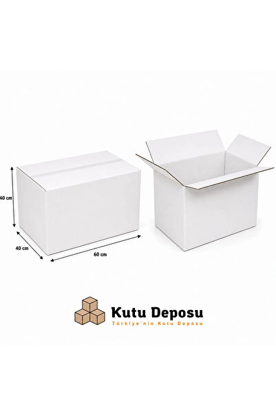 KUTU DEPOSU 40x60x40 cm Dayanıklı Çeyiz Taşıma Kolisi-Beyaz (10 ADET)