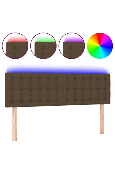 vidaxl Tăblie de pat cu LED, maro închis, 144x5x78/88 cm, textil