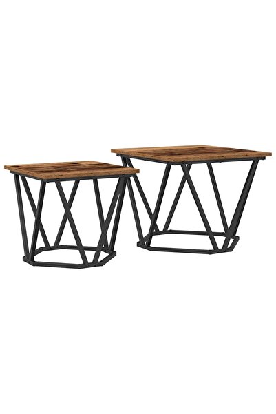 vidaxl Set măsuțe laterale 2 pcs lemn recuperat