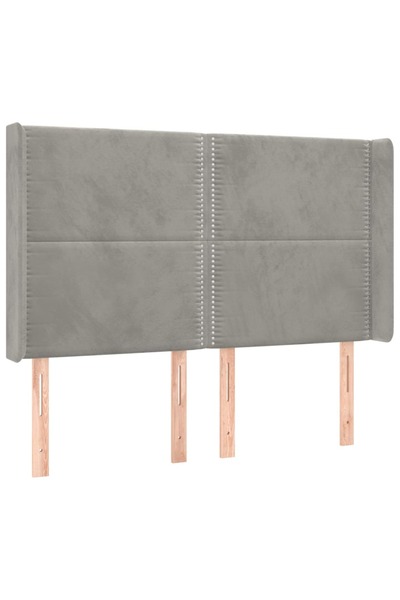 vidaxl Tăblie de pat cu aripioare gri deschis 147x16x118/128cm catifea