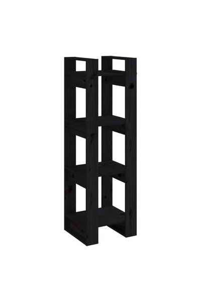 vidaxl Bibliotecă/Separator cameră negru 41x35x125 cm lemn masiv pin