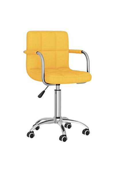 vidaxl Scaun de birou pivotant, galben muștar, din material textil