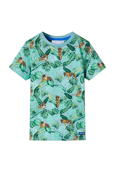vidaxl Tricou pentru copii, verde deschis melanj, 128