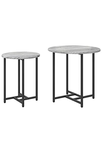 vidaxl Set măsuțe laterale 2 pcs Gri Sonoma și negru