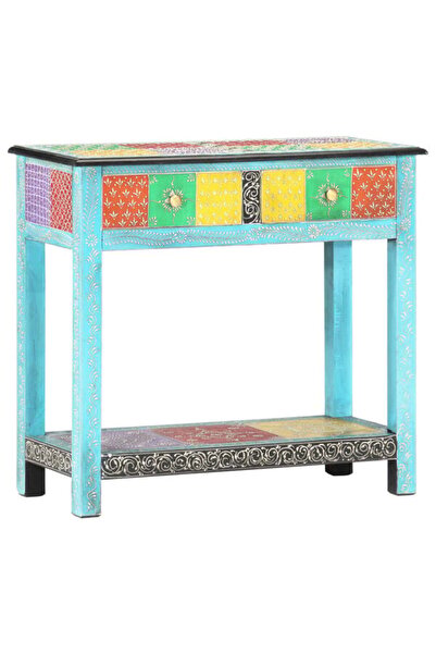 vidaxl Masă consolă pictată manual, 80 x 35 x 75 cm, lemn masiv de mango