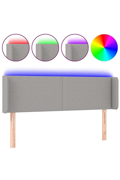 vidaxl Tăblie de pat cu LED, gri deschis, 147x16x78/88 cm, textil