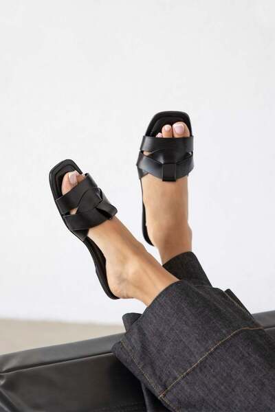 STRASWANS Anita Women's Daily Leather Slippers Black