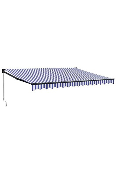 vidaxl Copertină retractabilă albastru/alb, 4 x 3 m, textil/aluminiu