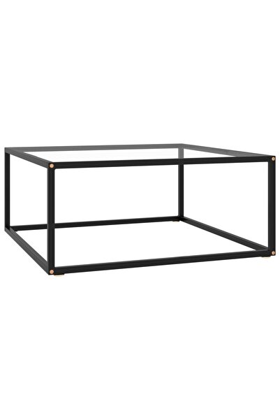 vidaxl Măsuță de cafea, negru cu sticlă securizată, 80x80x35 cm