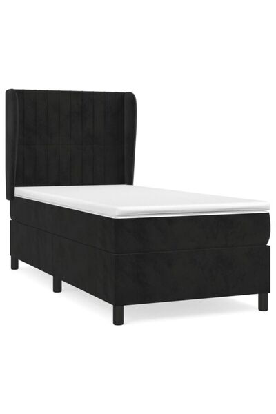 vidaxl Pat boxspring cu saltea, negru, 80 x 200 cm, catifea