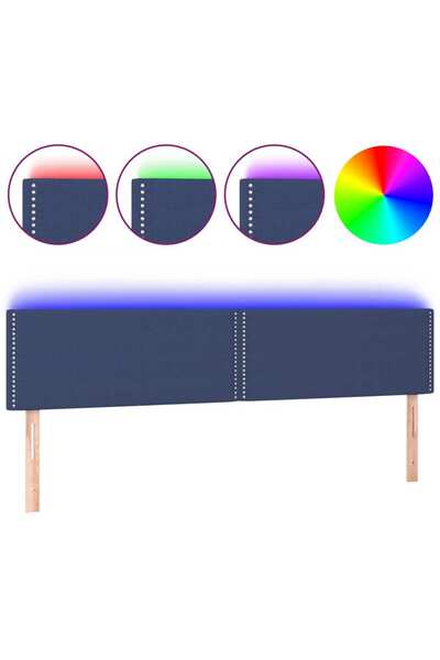 vidaxl Tăblie de pat cu LED, albastru, 180x5x78/88 cm, textil