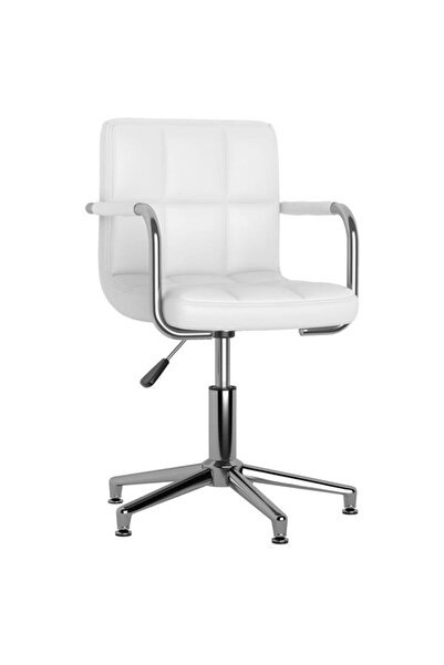 vidaxl Scaun de birou pivotant, alb, piele ecologică