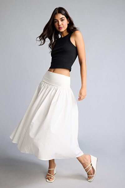DeFacto A-Line High Waist Poplin Midi Skirt F7993Ax26Sp