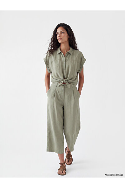 LC Waikiki Nevavm Modal Blended Pleated Women's Fabric Pants with a Difference