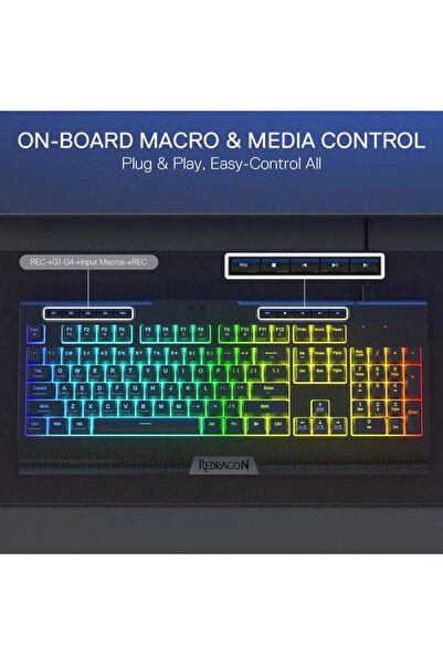 REDRAGON K525 104 Tuşlu Kablolu Rgb Membran Türkçe Oyun Klavyesi Mekanik Hissi Ve Smooth Linear Swit