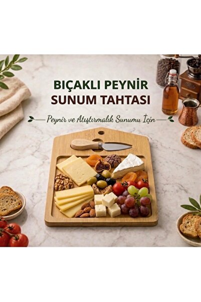 NUHA Bıçaklı kahvaltı sunum tahtası , sunum tepsisi