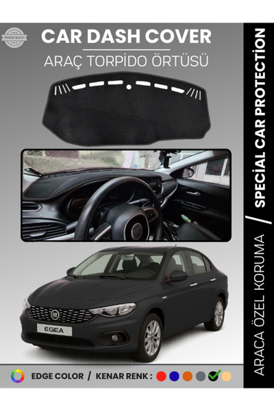 COLONY Fiat Egea Ekransız Siyah Torpido Örtüsü Ön Göğüs Koruma Torpido Koruma...