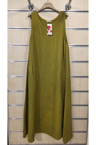 Park Moda Italian Sleeveless Linen Dress Long 100% Linen