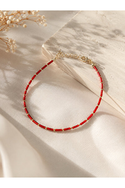HALHALMILL Women's Red Bar Anklet