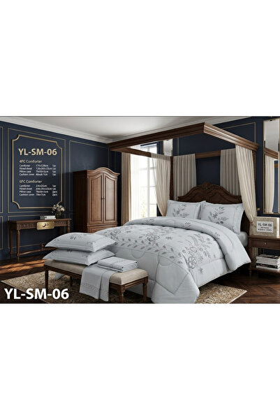 Generic 4-Piece Grey Floral Comforter Bedding Set - YL-SM-06
