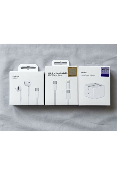 LUXURY Pack of 3 Type-C Wall Chargers and Cable of Your Choice Type-C Lightni...