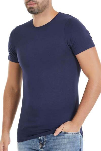 YILDIZ تي شيرت رجالي من Bamboo Crew Neck باللون الأزرق الداكن