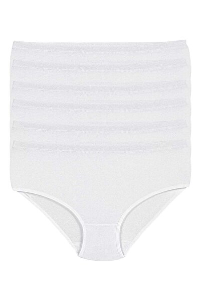 YILDIZ Ribana Biyeli Women's Bato High Waist Panties White 100% Cotton Pack of 6